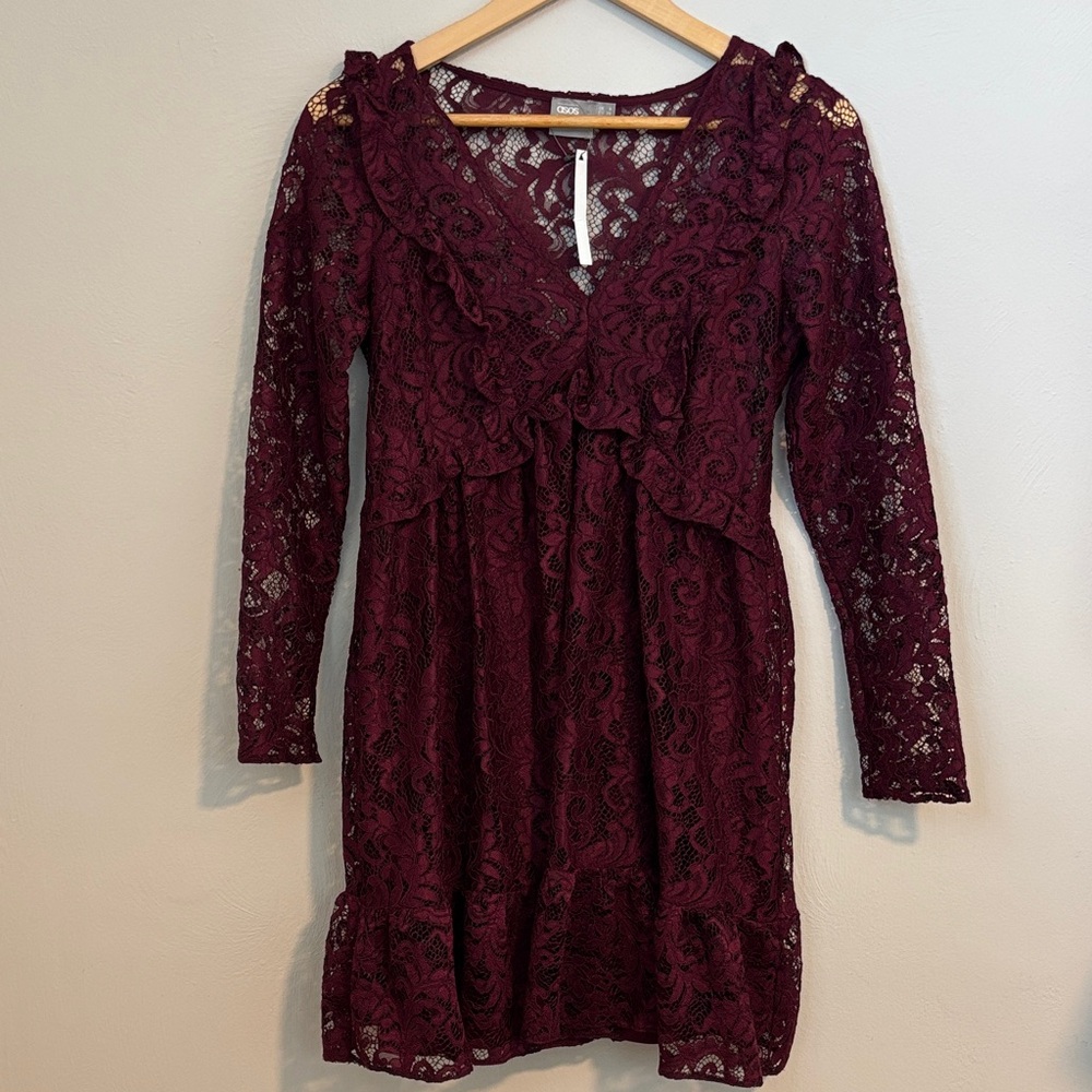 Elegant Lace Burgundy ASOS Dress